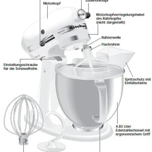 KitchenAid Küchenmaschine ARTISAN 175PS In Liebesapfelrot Mit Speiseeismaschine 21