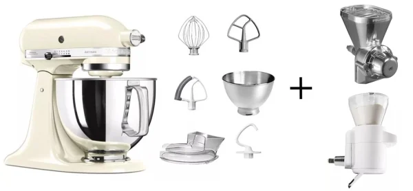 KitchenAid Küchenmaschine ARTISAN 175PS Creme Backprofi-Set 1