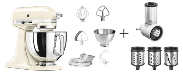 KitchenAid Küchenmaschine ARTISAN 175PS In Creme Mit Gemüseschneider 1