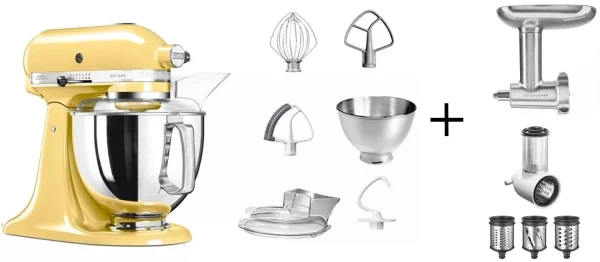 KitchenAid Küchenmaschine ARTISAN 175PS Pastellgelb Kochprofi-Set 1