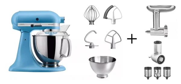 KitchenAid Küchenmaschine ARTISAN 175PS Velvet Blue Kochprofi-Set 1